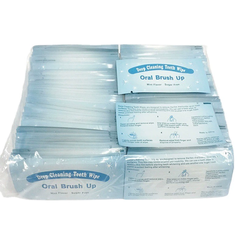 [Готовая продажа на складе] Мятный ароматизатор для ухода за полостью рта, протирание зубов/планшеты для чистки зубов, одноразовые напальчники, экспорт