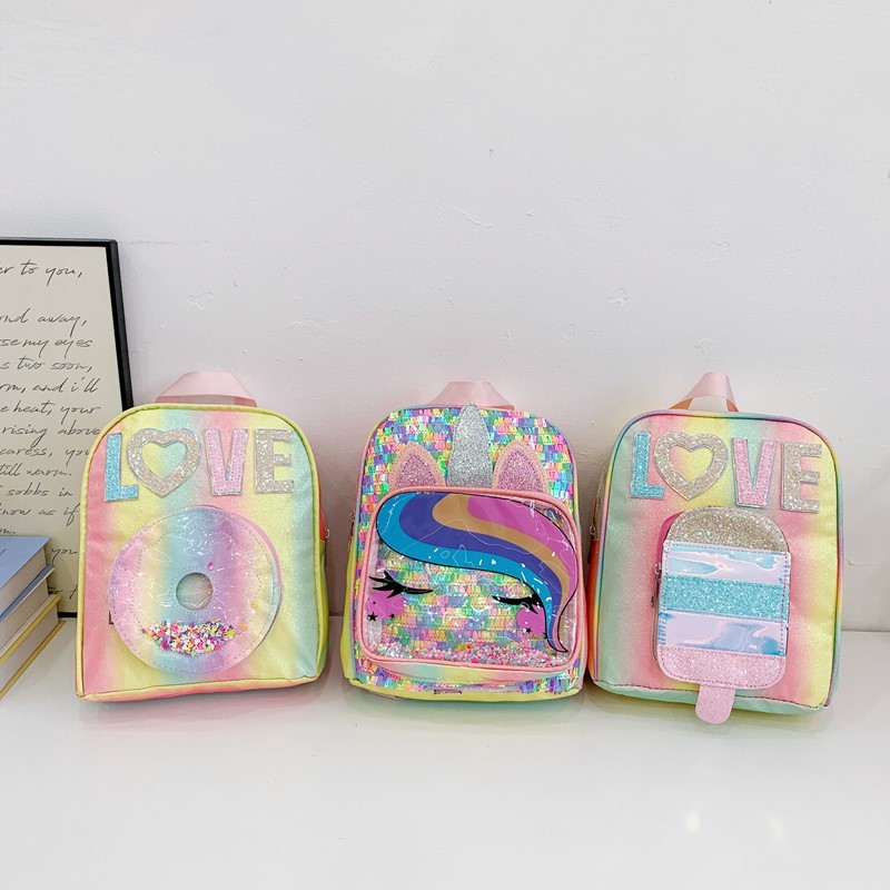 Jardín de infantes bolsas escolares para bebés, bolsas láser coreanas de color brillante sequinilla para niños y niñas, nuevas mochilas para niños
