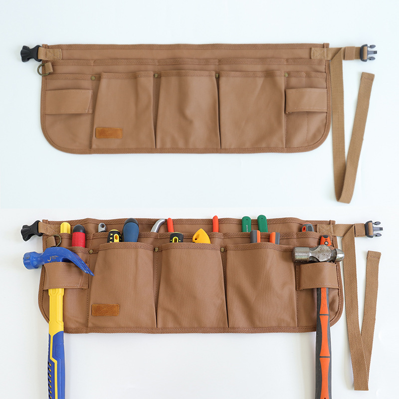 Amazon transfronterizo de bolsillo delantal medio herramientas cortas bolsas de cintura ropa de trabajo de carpintería delantal de lona gruesa cera