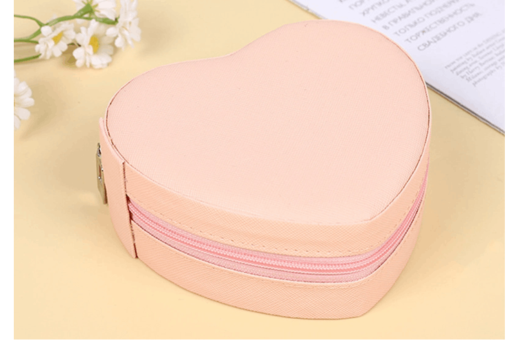 Heart-shaped products travel jewelry necklace earring ring green storage box zipper bag jewelry box storage box ready for sale