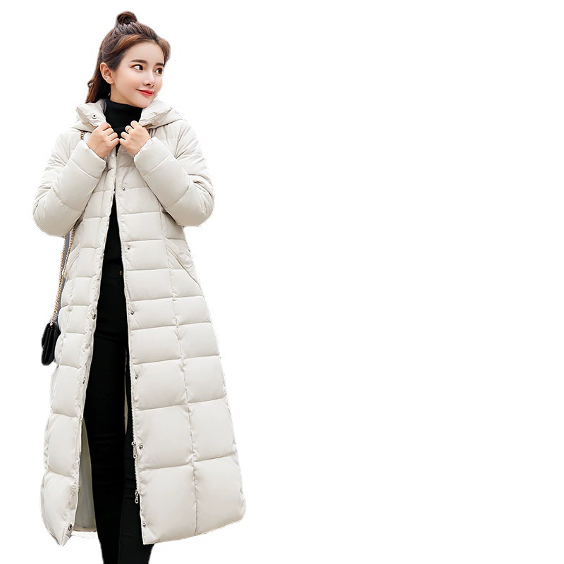 Long winter down jacket, slim fit, thickened insulation, Korean maxi length