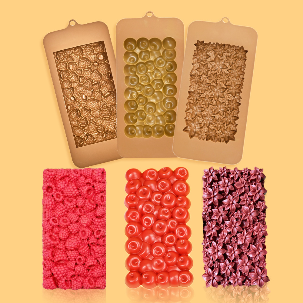 Cross-Border Fcm Raspberry Cherry Fruit Texture Chocolate Silicone Mold Flower Raspberry Cake Baking Tool
