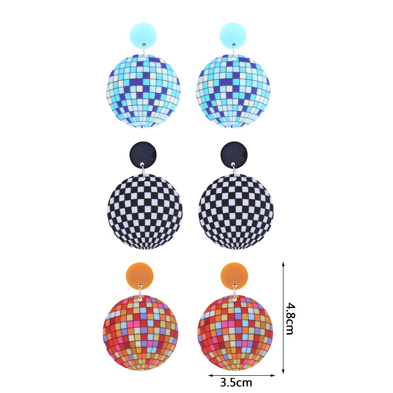 Fashion Plaid Arylic Printing Women's Drop Earrings 1 Pair display picture 2