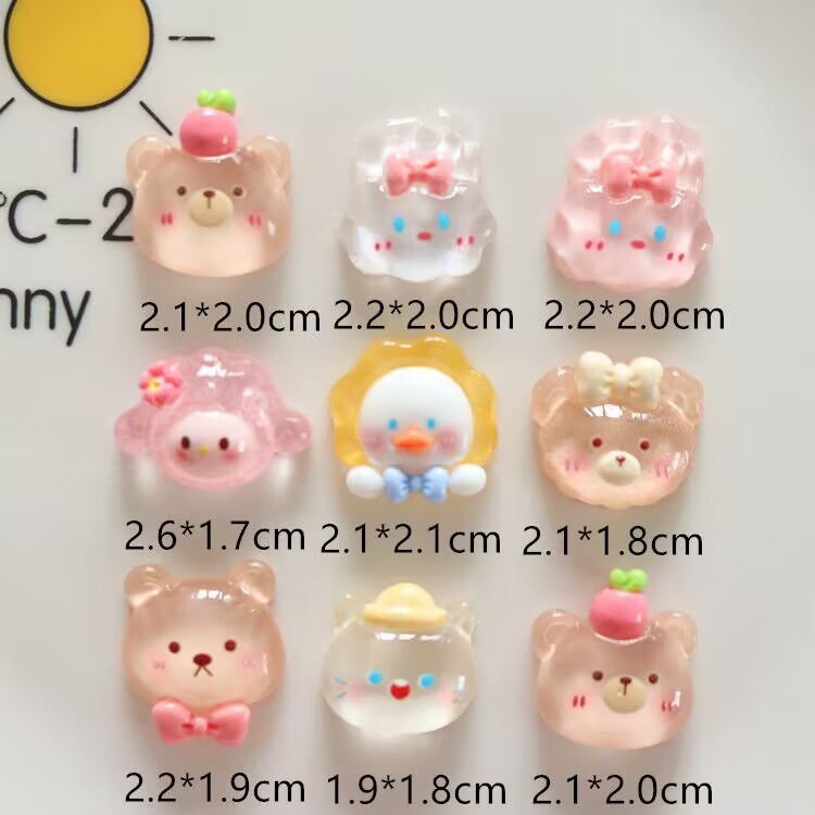 冰透太阳鸭兔子动物树脂配件DIY奶油胶发饰头绳手机壳鞋扣材料|undefined