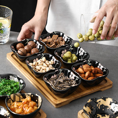 竹木盤 陶瓷味碟托盤 味碟竹木托盤醋碟蘸料碟個性裝飾盤擺設木盤