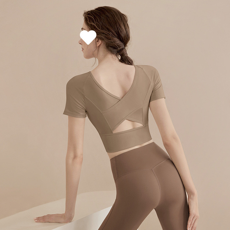 M6X Beautiful Back Yoga Clothing Tops for Women 2025 Summer New Fitness Clothing Pilates Sports New Short Sleeves with Chest