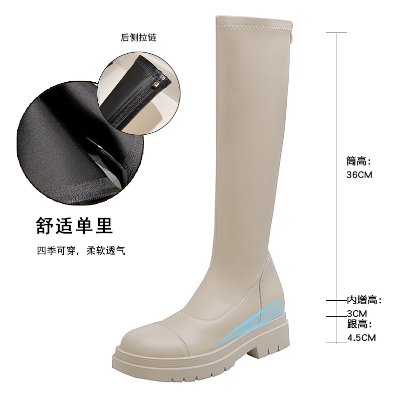 Pequeñas botas de altura hasta la rodilla zapatos de otoño e invierno para mujer botas finas botas elásticas de caballero botas altas de suela gruesa image 8
