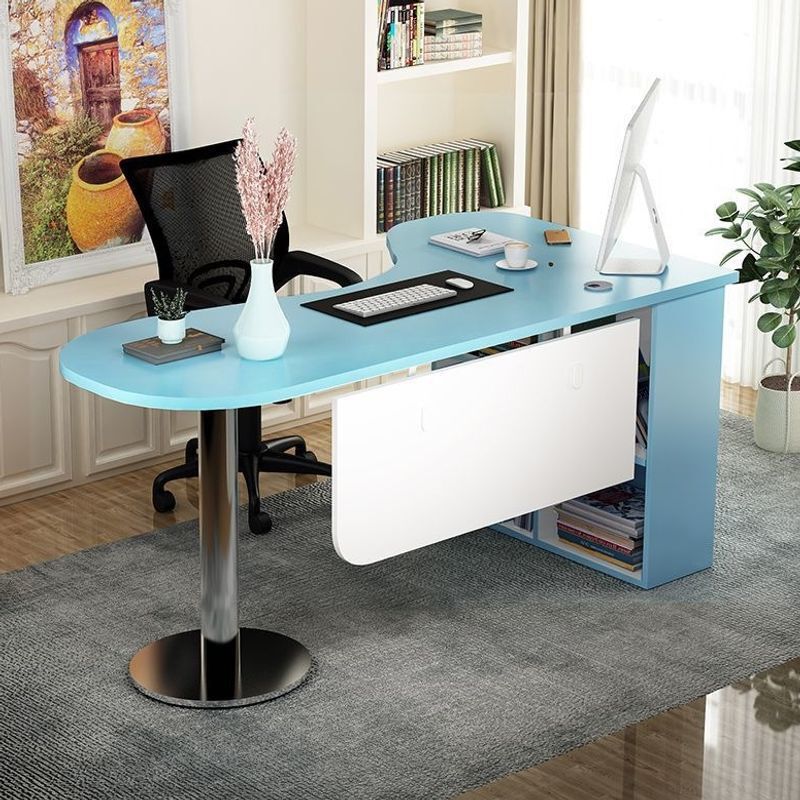 Simple Curved Corner Desk and Bookcase Combination Study Desk Computer Desk Single-Person Office Desk Medical Examination Table