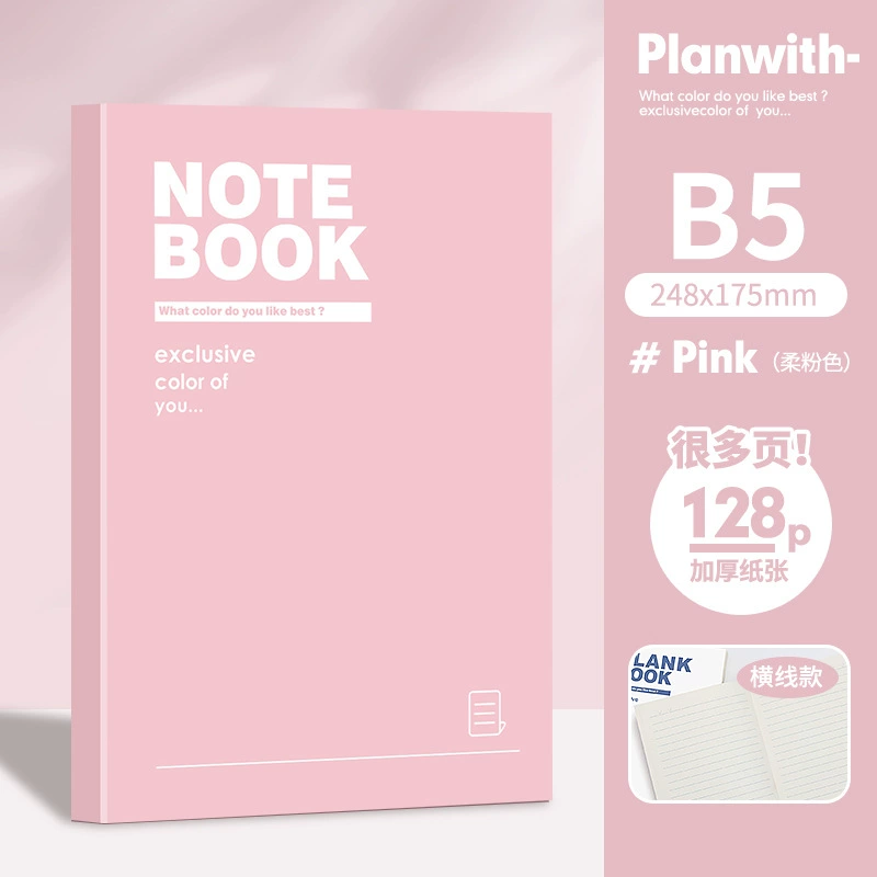 Notebook for Elementary Students, 128 Pages, A5/B5 Options, Thick Paper, Pastel Covers