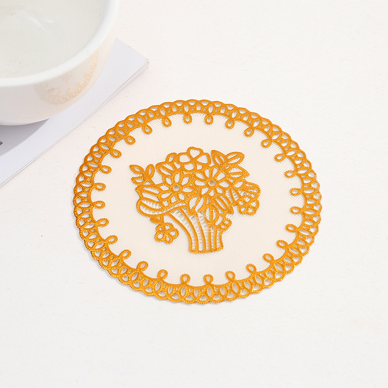 Estampado europeo transfronterizo PVC taza almohadilla redonda resistente al quemado almohadilla de aislamiento térmico almohadilla de bandeja antideslizante almohadilla de decoración de restaurante occidental al por mayor