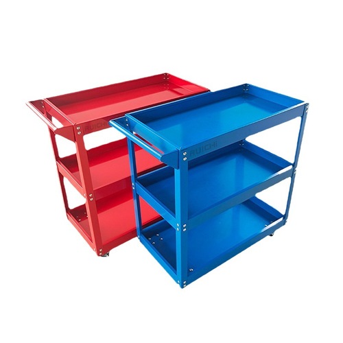 Thickened three-layer mobile push tool cart for auto repair, steering wheel parts cart with brakes, tool cart for auto repair