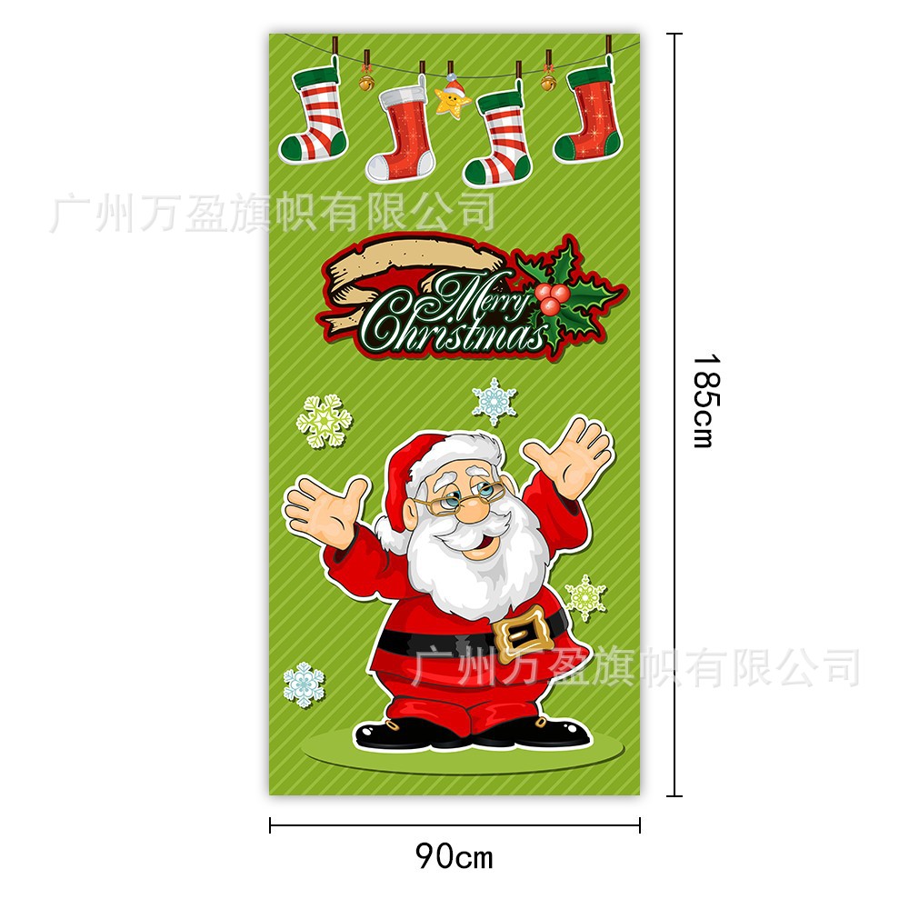 2025 nuevos productos de navidad cortina de bandera Santa Claus para ver la hoja de regalo decoración de tela colgante Bandera de bienvenida de Navidad
