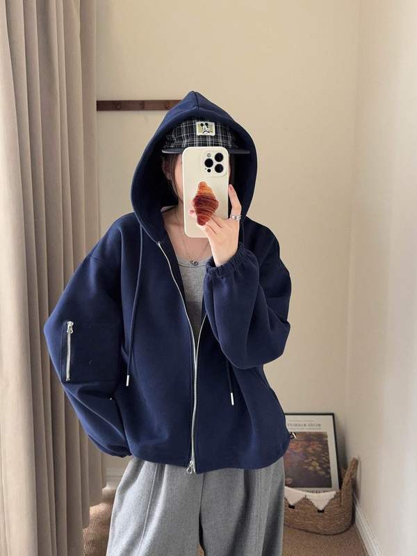 韩代崔迪后背印花连帽抽绳外套女秋季新款卡通宽松休闲长袖上衣|undefined