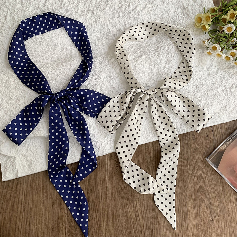 Pañuelo de seda personalizado, lunares femeninos, delgado y estrecho, corbata de seda de simulación de alta calidad, cinta flotante, pañuelo en la cabeza, fábrica de origen de procesamiento