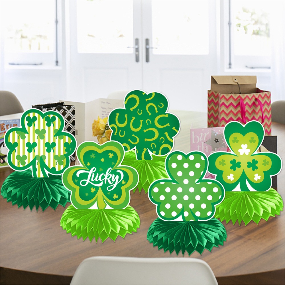 Nuevo día de San Patricio tres hojas de abeja decoración fiesta del día de Irlanda decoración estereoscópica props