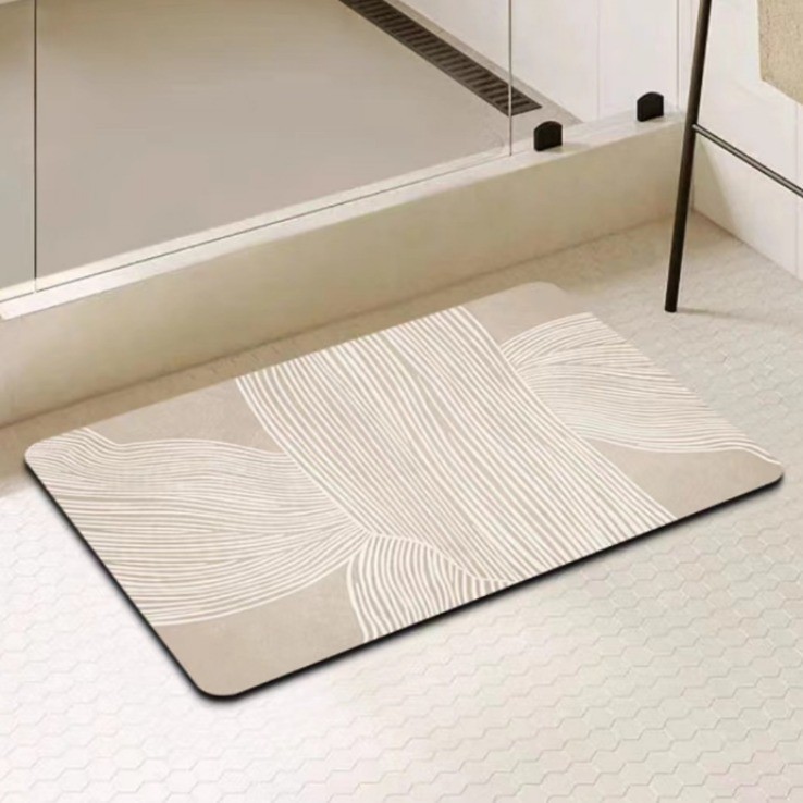 Alfombra de absorción de agua para baño de viento silencioso, alfombra de barro de diatomeas, alfombra antideslizante doméstica en la puerta del baño, resistencia a la suciedad y fácil cuidado