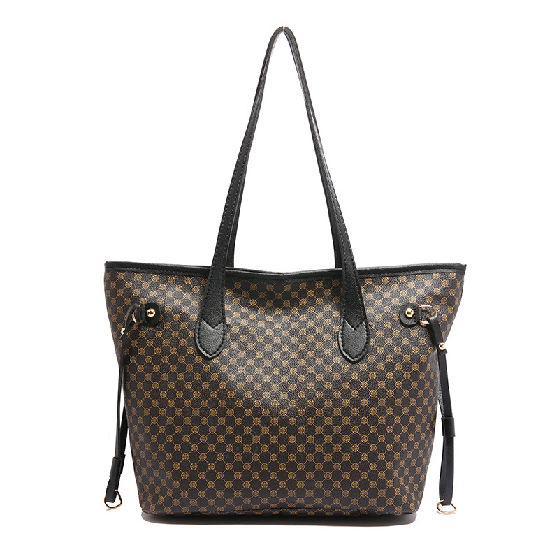 Bolso retro Tote 2024 nuevo bolso impreso bolso de mamá de gran capacidad bolso de hombro con costuras de color en contraste bolso de mujer