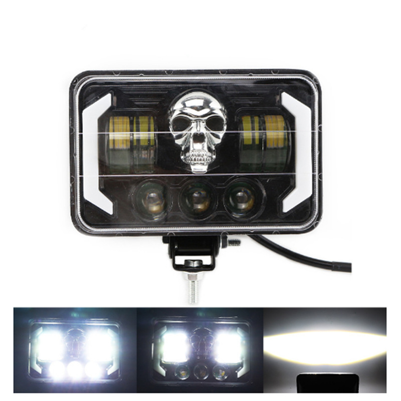 5 pulgadas fuera de carretera conversión de automóviles LED delantero cuadrado cráneo de color cráneo de luz alta y baja luz de motocicleta faro Wrangler