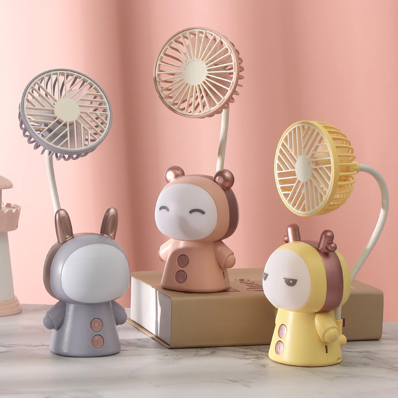 New cartoon USB mini fan, foldable charging handheld fan, suitable for student dorms, offices, and desks