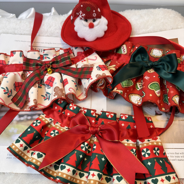 クリスマスサンタクロース新年パーティーペット帽子頭飾りペットマフラーマント飾り祝日プレゼント|undefined