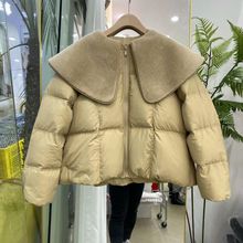 真毛皮毛一体大翻领鹅绒羽绒服女短款冬季新款时尚洋气欧货潮