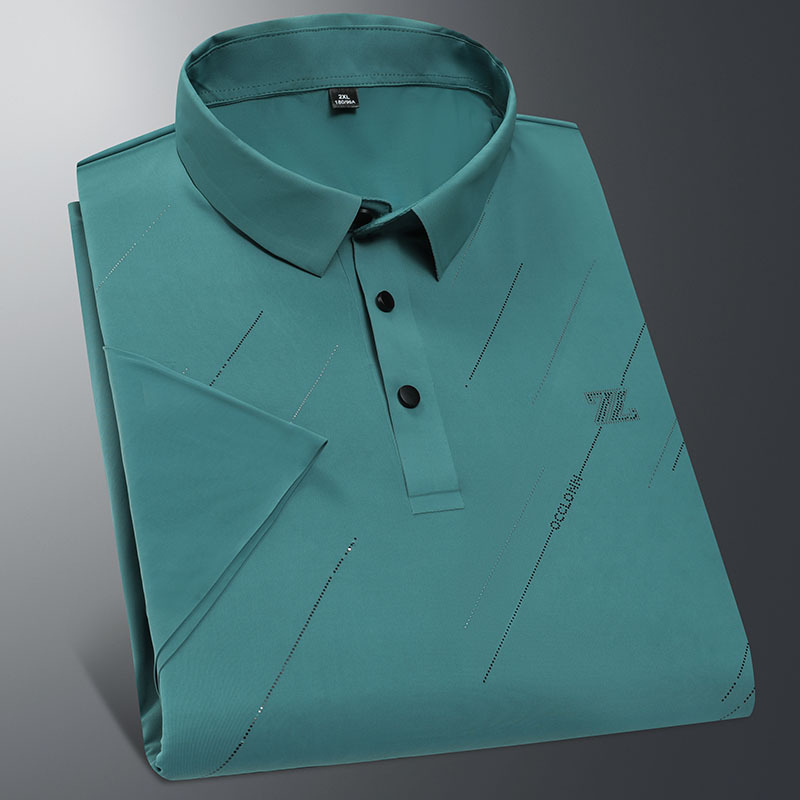 【M-8XL】大码冰丝短袖无痕压胶运动休闲夏季商务ZZ印花polo衫胖