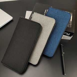 New Men's Long Zipper Wallet Large Capacity Multi-Card Slot Business Canvas Hand Wallet