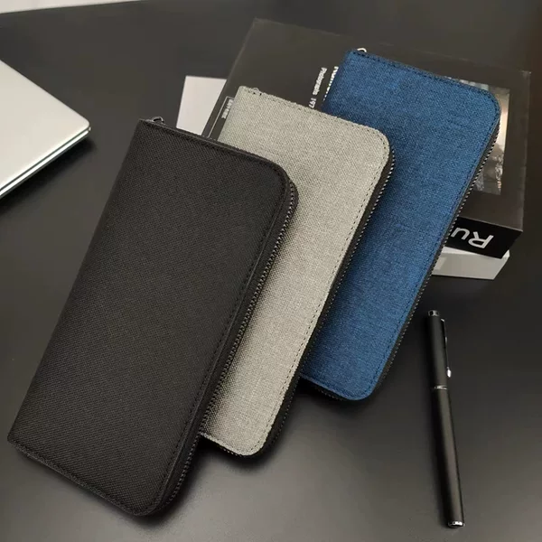 New Men's Long Zipper Wallet Large Capacity Multi-Card Business Canvas Hand Wallet