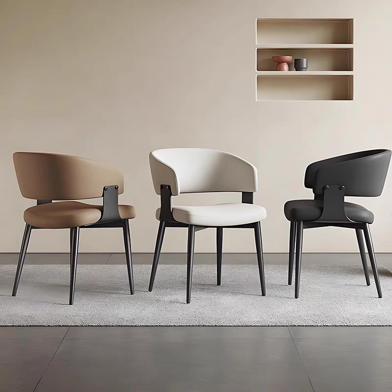 Italian Minimalist Dining Chair, Home Backrest Chair, Soft-Packed Dining Chair, Modern Light Luxury Leisure Negotiation Chair, Dining Chair with Armrests