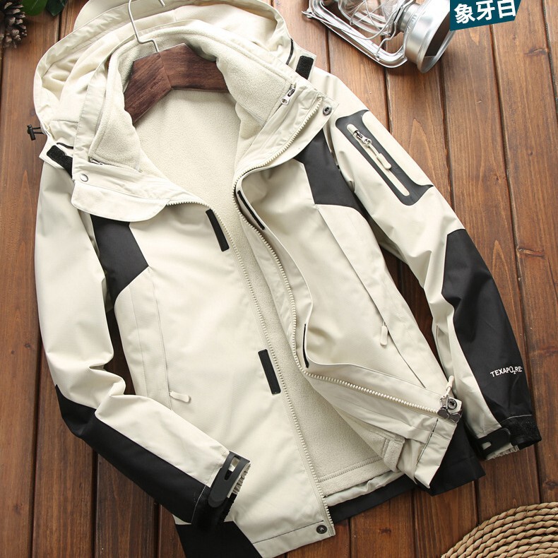 552 autumn and winter men's and women's two-piece suit three-in-one outdoor waterproof windproof coat plus size couple's fashion