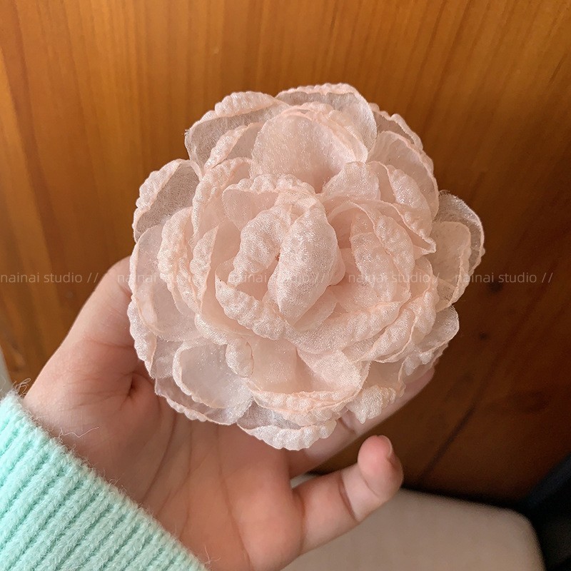 立体玫瑰花大号抓夹花朵头饰新款后脑勺鲨鱼夹发夹盘发头花发饰女|undefined