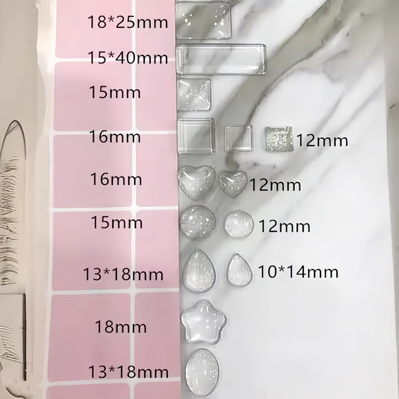 New Japanese Style Manicure Square Round Glass Crystal Color Card Glass High Transparent Bean Color Card Nail Polish Display Card