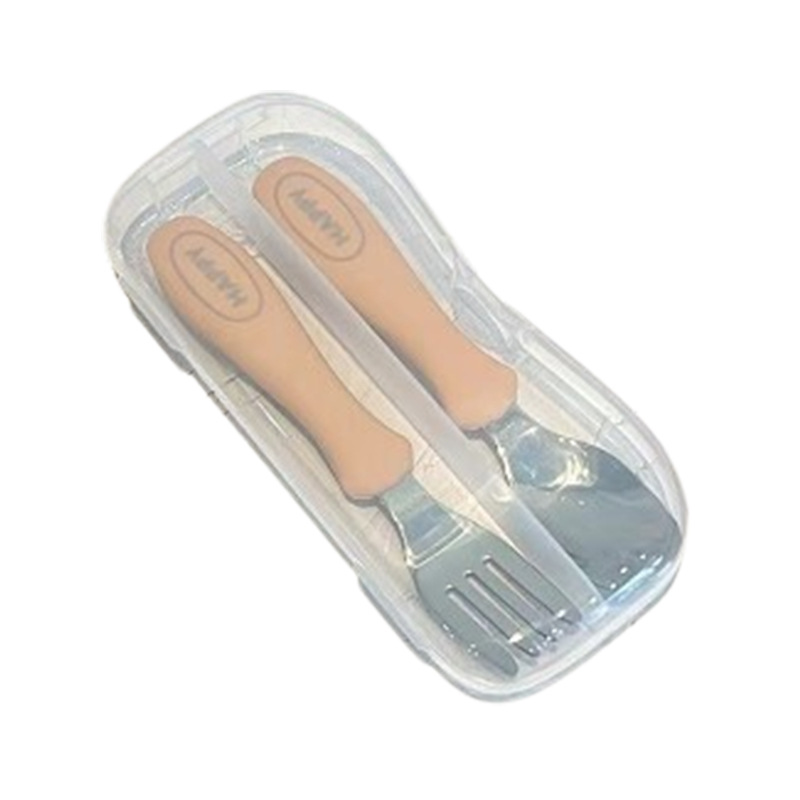 가벼운 orange-316L 강철 "행복한" 포크 숟가락 저장 상자