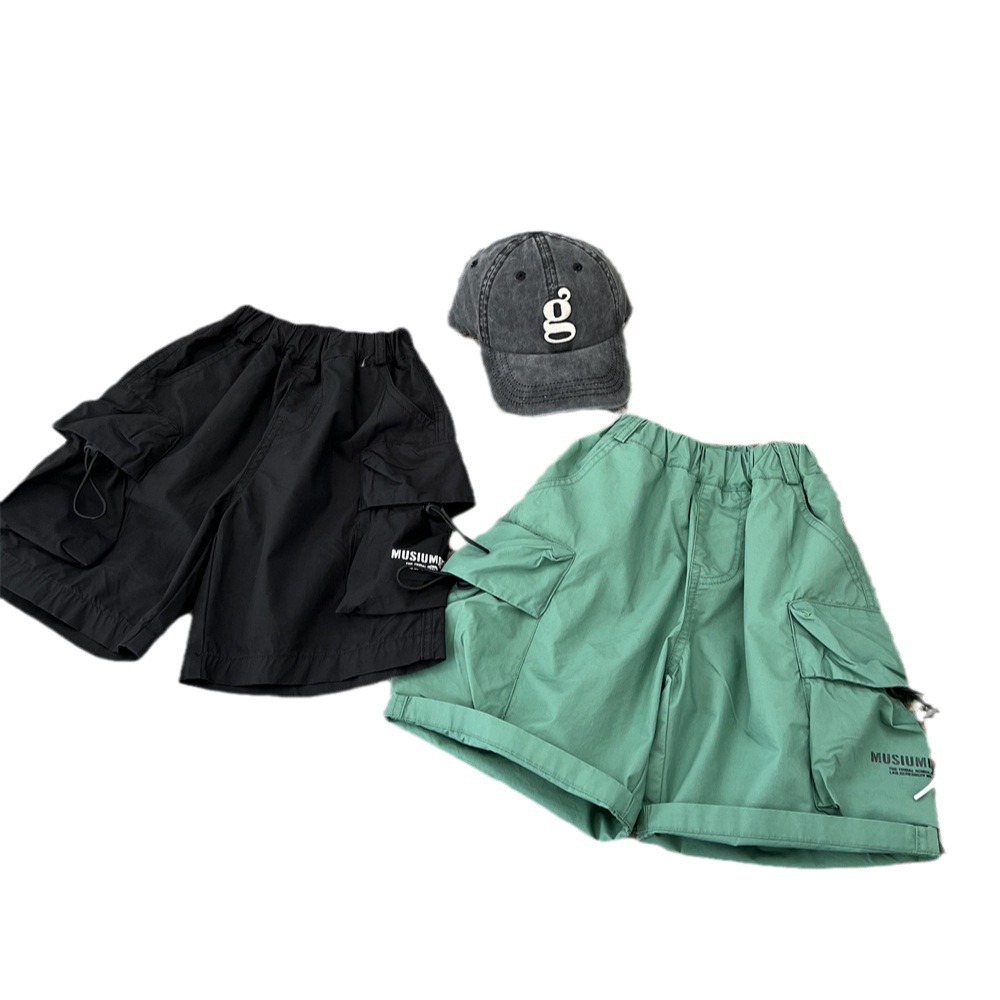 Sommerbørns amerikansk stil store lommer tynde arbejdsshorts til mænd og kvinder, løse snøreshorts, street glatte bukser_voghion.com