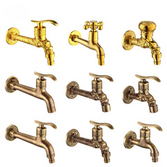 European-style extended drag pool washing machine dual water faucet quick-open single cold wall-mounted pressure 4-way water faucet splash-proof