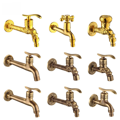 European-style extended drag pool washing machine dual water faucet quick-open single cold wall-mounted pressure 4-way water faucet splash-proof