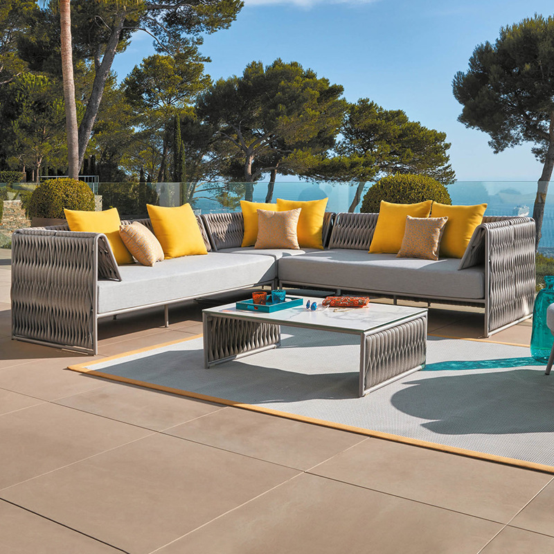 Sofá de ratán para exteriores, para villa, patio, balcón, sala de estar, hotel, muebles de ratán de diseño moderno y sencillo para exteriores