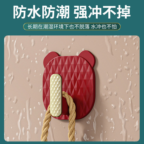 Hook plastic sticky hook bathroom kitchen wall-mounted strong traceless hook light luxury punch-free door rear coat hook