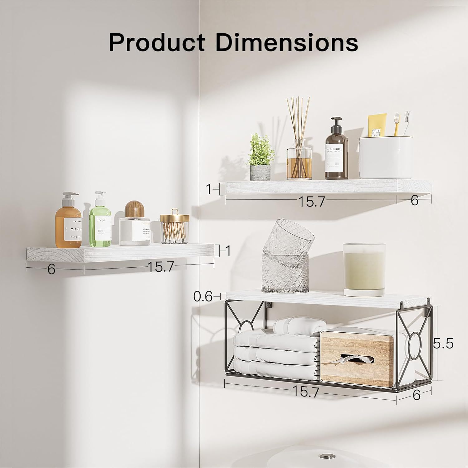 Amazon estantes de pared de baño de baño de cocina de almacenamiento de soporte de hierro forjado partición con toallas de papel cesta de almacenamiento