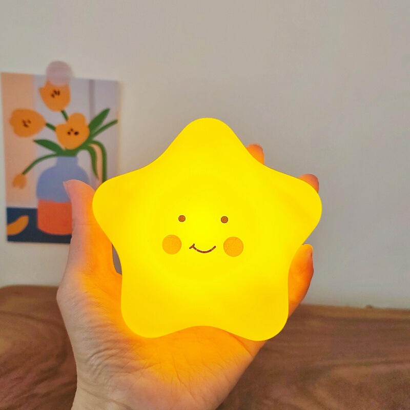 Cartoon Star Night Light Rechargeable Girly Heart Desktop Atmosphere Light Creative Small Ornaments Bedside Lamp Night Market Stall