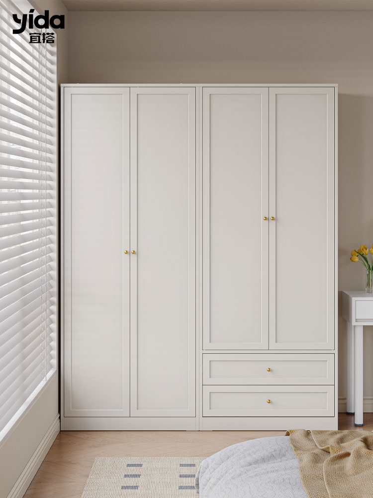 Yidajiu Steel Wardrobe Small Apartment Storage Cabinet Simple Bedroom Finished French Large Wardrobe