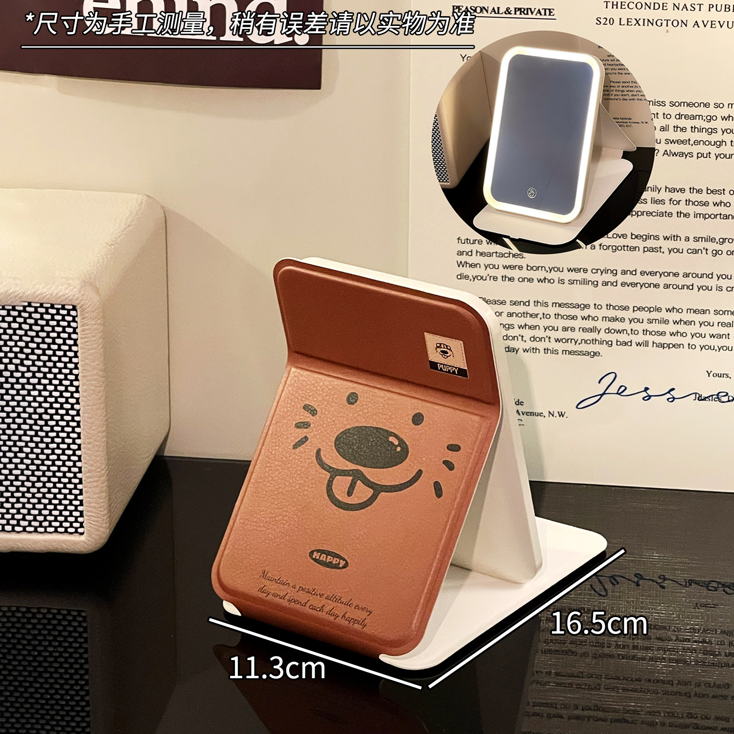 Nuevo espejo de maquillaje plegable LED con lámpara portátil dormitorio de estudiantes de escritorio espejo de relleno de luz para el hogar