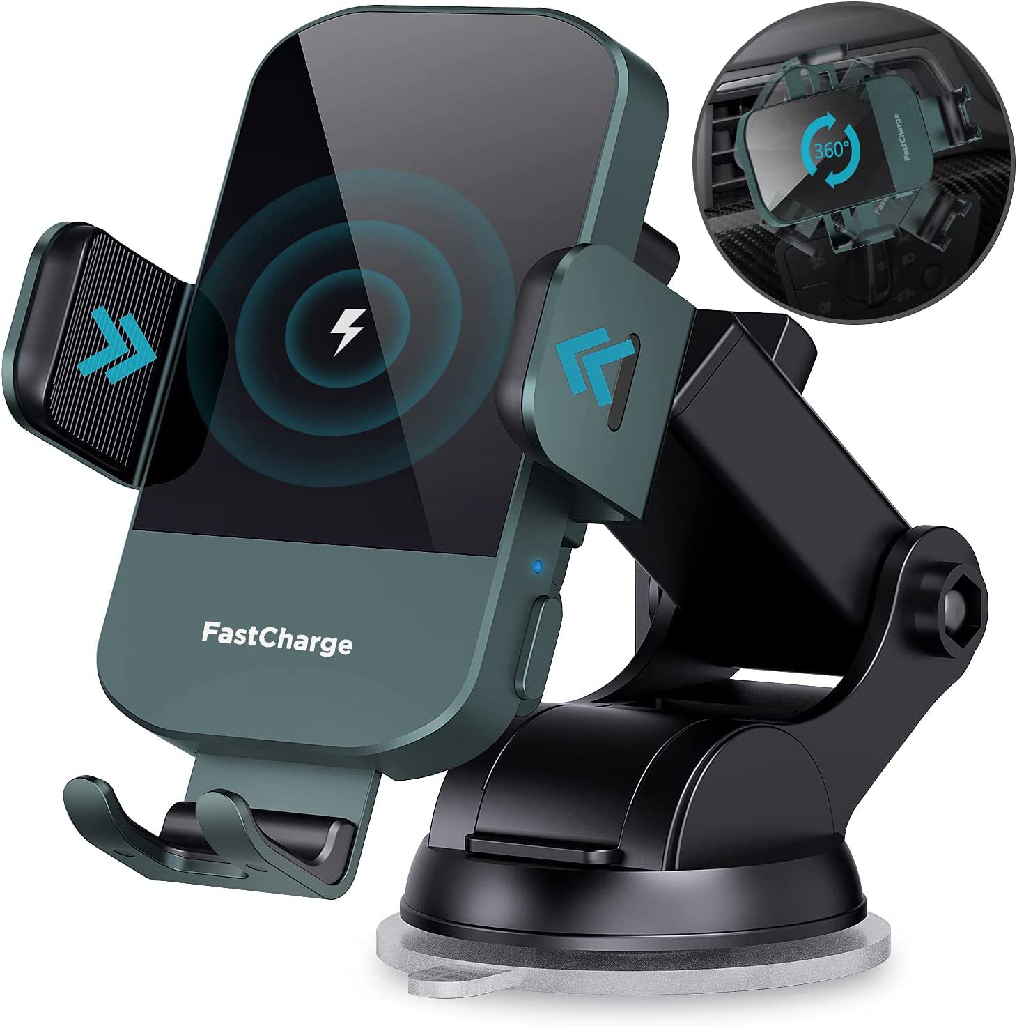 Car wireless charger 15W fast charging auto-clamping car charger phone holder windshield