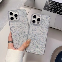銀箔フラッシュ粉はiphone16欧米15promax携帯ケースリンゴ14plusシンプル13ファッション12