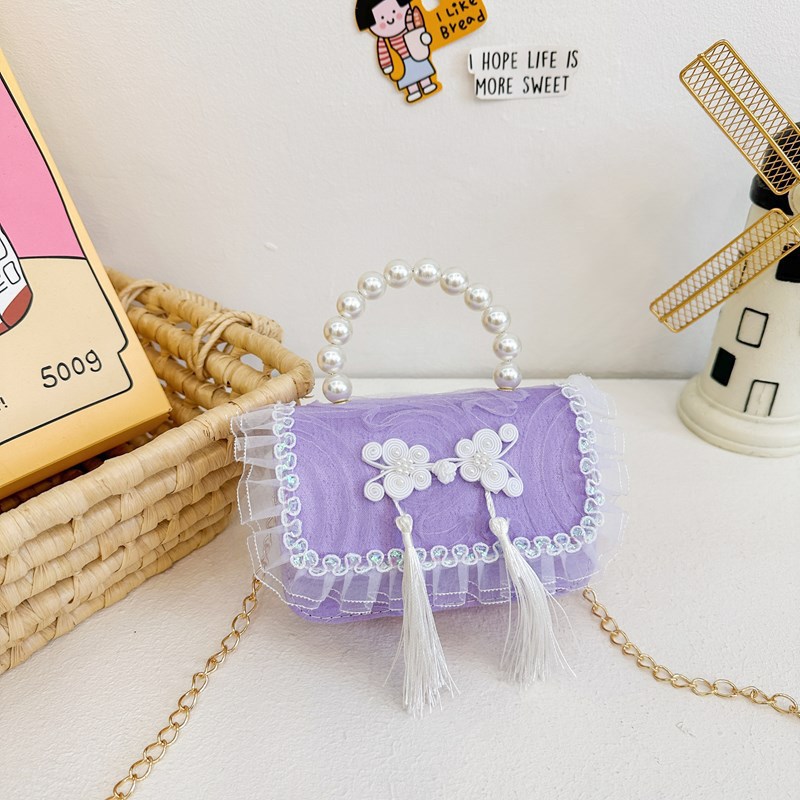 Nuevo bolso infantil súper lindo, niña pequeña, bolsa de perlas, chica encantadora, princesa encantadora, viento de encaje