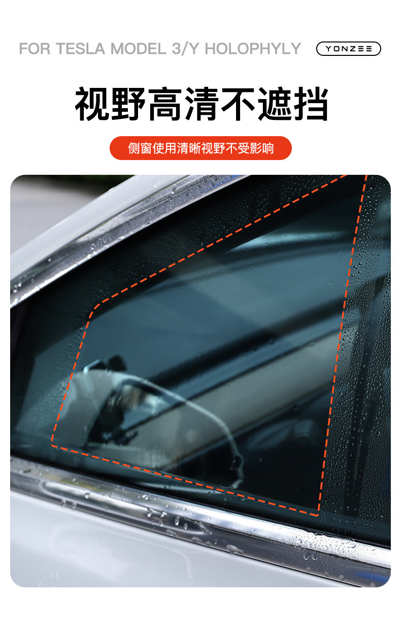 Suitable for Tesla Model 3Y Rearview Mirror Rainproof Film, Nano Anti-Fog Rearview Reflective Reversing Mirror Waterproof Film