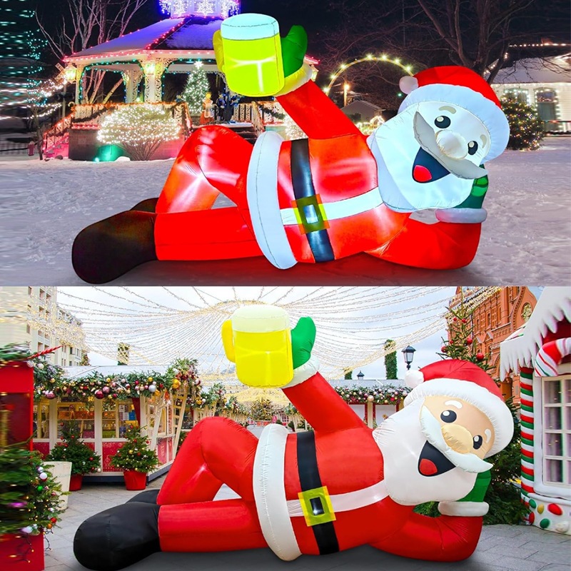 Navidad transfronteriza aire moldeado decoración de patio al aire libre led luminoso bolsa de regalo de Santa Claus moldeado de aire fuente fábrica
