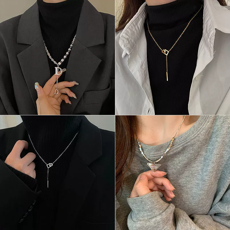 Cross-Border Hot-Selling Simple Sweater Necklace Necklace Women's High-End Light Luxury Long Necklace Niche Double-Layer Sweater Chain Jewelry