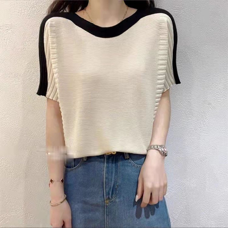 Summer thin design breathable knitted short sweater with a round…