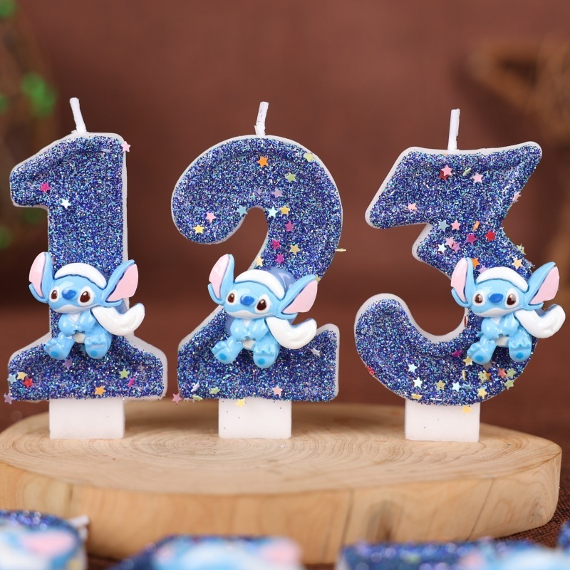 漫画ステッチ 0-9 デジタル手作りキャンドルケーキ誕生日装飾パーティーキャンドル工場越境ホット製品|undefined